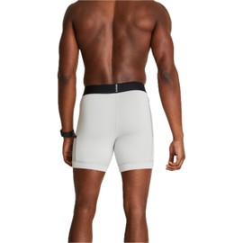 WOLACO North Moore 6 Inch Compression Shorts Underwear with Phone Pocket, Stone Grey, Small