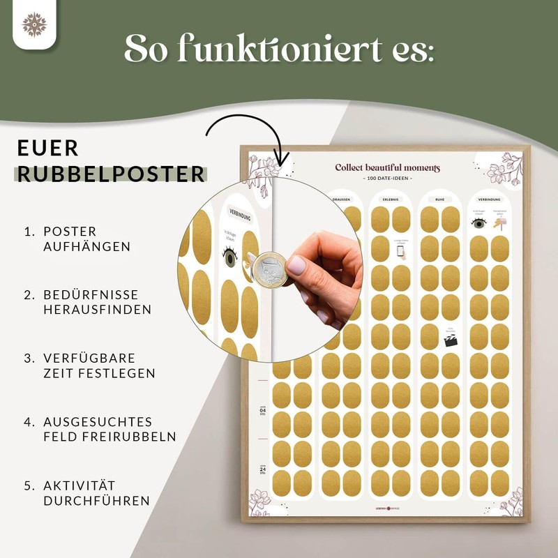 LEBENSKOMPASS Bucket List Scratch Poster - 100 Date Ideas for