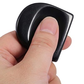 mookaitedecor mookaitedecor Obsidian Daumenstein Kristall Edelstein Massagestein mit Mulde, Handschmeichler fr Heilung Reiki, Gr??e ca. 43 x 44 x 7 mm (Pack von 2 Stck)