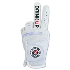 Drink Up Funny Golf Glove - Premium 100% Cabretta Leather Shocker Golf Gloves, Golf Attire and Essentials for Men, Fun Golfer Gag Gift, Adult Right or Left Hand, Small to XXL Sizes