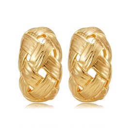 Gold Clip on Earrings for Women Clip on Hoop Earrings Chunky Gold Earrings for Fashion Designer Luxury Trendy Earrings hypoallergenic No Piercing