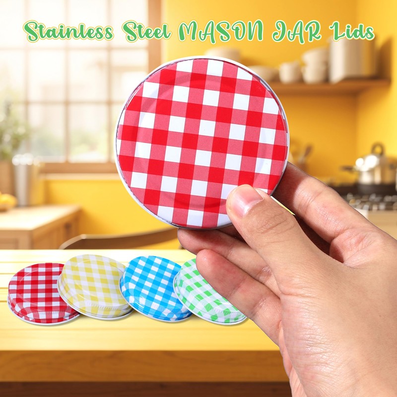 Glavatrix Stainless Steel MASON JAR Lids,16 Pack Regular Mouth Mason