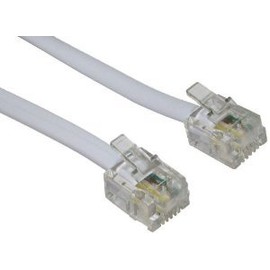 2m ADSL Cable - Premium Quality/Gold Plated Contact Pins/High Speed Internet Broadband/Router or Modem to RJ11 Phone Socket or Microfilter/White