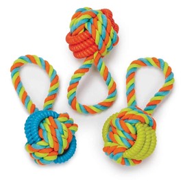 MPP Durable 8 Inch Interactive Dog Rope Tug Toy Dual Material Teeth Cleaning (Full Set - All 3 Toys)
