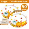 50PCS Fall Oval Paper Plates Large 11” Disposable Autumn Party