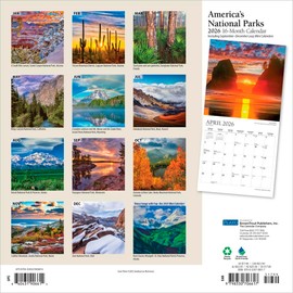 America's National Parks | 2026 12 x 24 Inch (Hanging) Monthly Square Wall Calendar | Foil Stamped Cover | Plato | Yosemite Yellowstone