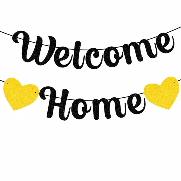 bng-bng Welcome Home Decorations Banners Glitter Hanging Bunting for Welcome