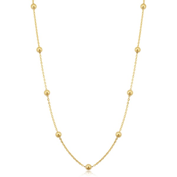 14k Yellow Gold Filled 4 mm Ball Station Satellite Necklace