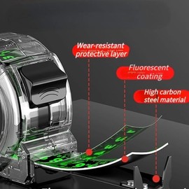 Retractable Tape Measure High Accuracy Woodworking Tool with Clear Case, Thick Electroplated Stainless Steel for Measurements (10m / 32.8ft) clear measuring tape,