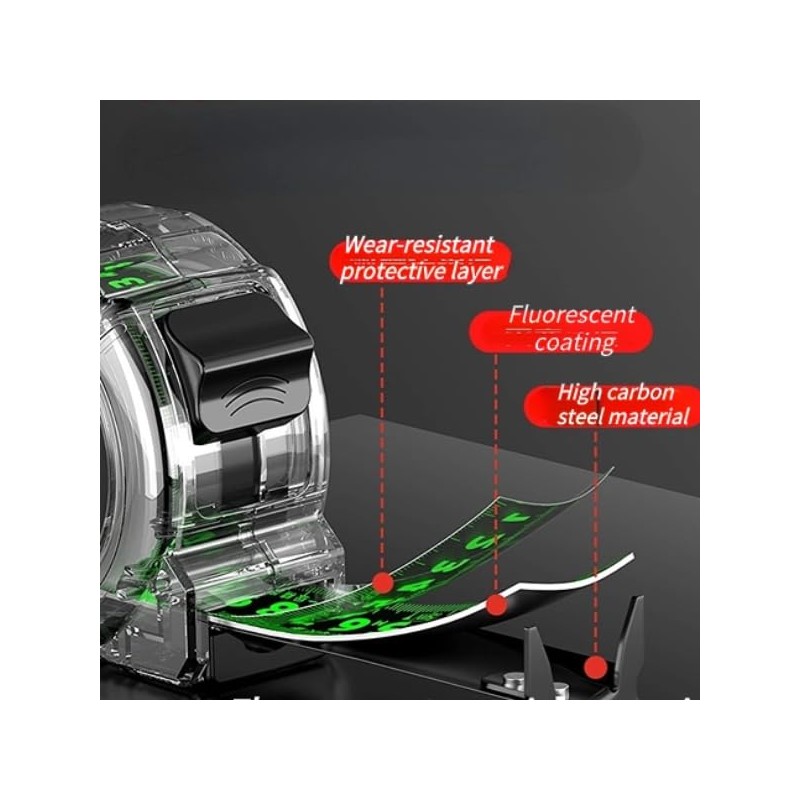 Retractable Tape Measure High Accuracy Woodworking Tool with Clear Case,