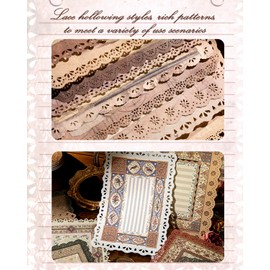 60 Sheets Lace Edged Scrapbook Paper Assorted Set - 6 Pack Stationery Vintage Paper for Scrapbooking Planner Bullet Junk Journal Supplies Collage Card Embellishment Collage Background 4.9x6.9 Inch