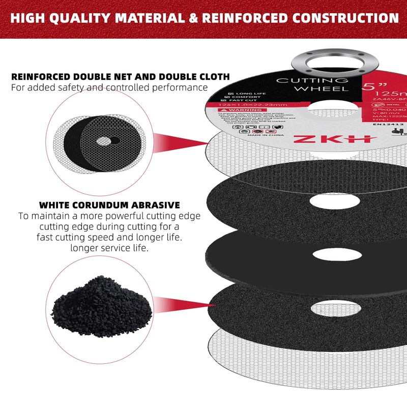 ZKH 5 Inch Cut Off Wheels, 50 Pack Thin Metal