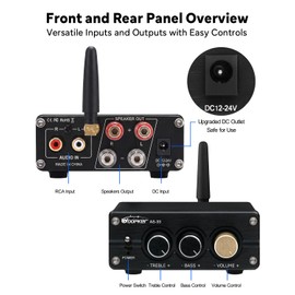 WOOPKER AS-33 Stereo Receivers Amplifier Home Audio,2 Channel 200W Dual TPA3116 Class D Amp,Bluetooth 5.3 Amplifier for Home Speakers, Audio Receiver with RCA,AUX Input