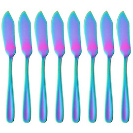 Buyer Star - Cuchillo para mantequilla de queso, acero inoxidable de 18/10 de 6 pulgadas, mini cuchillos de desierto, esparcidor de sándwiches para desayuno, juego de 8