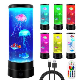 BORDEAG Jellyfish Lamp, Lava Lamp, Jellyfish Lamp, Round Jellyfish Lamp, Jellyfish Aquarium Lamp with 17 Colour Changing Modes Remote Control, Fantasy Jellyfish Lava Lamp for Mood Light, Night Light,