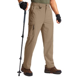 G Gradual Men's Hiking Cargo Pants Water Resistant Quick Dry Lightweight Outdoor Tactical Pants for Men with Multi Pocket (Dark Khaki, L)