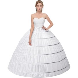 Hoop Skirt for Women Crinoline Petticoat half Slips Ball Gown Underskirt for Wedding Bridal Dress - Color: 6 Hoop Black, Size: One Size