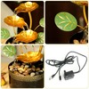 TiCin Tabletop Water Fountain with Gold Lotus Flowers, 9.8 x