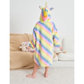 Unicorn Wearable Blanket Hoodie for Girls Unicorn Oversized Hoodie for Kids (Bright Yellow, 4-5 Years)