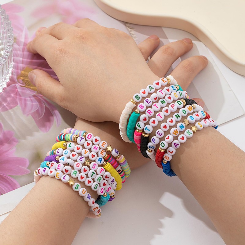 yongder Clay Bead Friendship Bracelets for Women (Polyester)