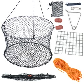 Drasry Crab Ring Trap Two Ring Crab Kit with Harness and Bait Clip Fishing Crabbing Net for Board Kayak Dock and Pier Net 24 * 24 * 13.78 in 2PCS