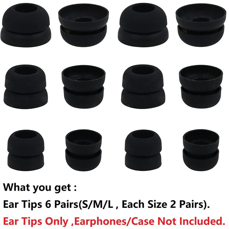 JNSA Ear Tips Compatible with Beats Studio Buds, 6 Pairs