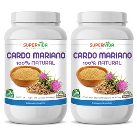 Cardo Mariano 180 Cápsulas (2 Frascos de 90 Cápsulas Vegetales de 400 mg Cardo Mariano) | SuperVida Nutrition - Suplementos 100% Naturales