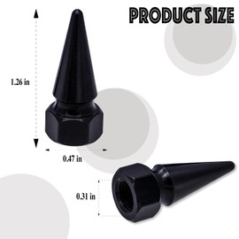 MEAJOO 4PCS Spiked Shape Tire Valve Stem Caps, Aluminum Car Air Stem Cap, Universal Dustproof Tire Valve Stem Covers for Cars, SUV, Trucks, Bikes, Motorcycles, Bicycles(Black)
