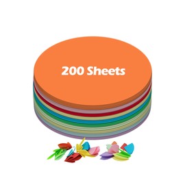Ezyaid Círculos de papel de construcción con colores surtidos de 5 pulgadas, papel de manualidades de colores, 200 hojas para artes y manualidades infantiles, suministros de manualidades escolares para niños