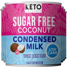 Keto Sugar Free Condensed Milk (6 Packs) Vegan Coconut Condensed Milk - Plant based milk, Vegan and Keto Friendly. Lower calories condensed coconut milk. 1-1 Replacement of regular condensed milk