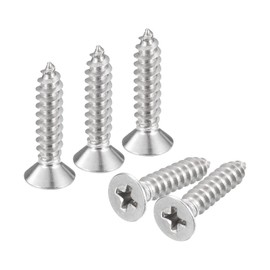 uxcell #10x7/8 Flat Head Sheet Metal Screws, 25pcs Phillips Drive Wood Screws 304 Stainless Steel Self Tapping Screws