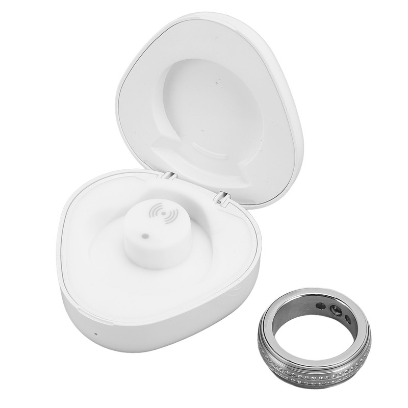 Smart Activity Tracker Ring With Charging Case Rhinestone Decorative IP67