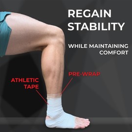 NORTHERN ATHLETICS Sports Tape and Pre Wrap Foam – 6 Rolls of White Athletic Tape (1.5" x 30ft) + 2 Roll of Pro Wrap (2.75" x 90ft) – Sports Tape for Wrists, Ankles, Joints – Used by Medical Professionals, Athletes, Physiotherapists – Ideal for Soccer, F