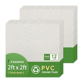 Fasarxiu Fasarxiu 2ft x 2ft Printed Pro Ceiling Tiles Waterproof, Washable and Fire-Rated - High-Grade PVC Ceiling Tiles 24"x24" - Easy Drop-in Installation - Case of 12 (48 sq. ft.)