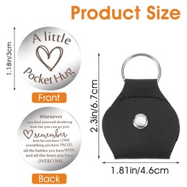Gjinxi Pocket Hug Token Double-Sided Keepsake of Long Distance Relationships Inspirational Pocket Hug Keyring Stainless Steel with PU Leather Cover Gift Mental Health Sobriety, Style A