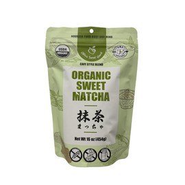 Chérie Sweet Heart Té verde matcha dulce orgánico en polvo, mezcla estilo cafetería de Cherie Sweet Heart (16 oz) (el empaque puede variar)           