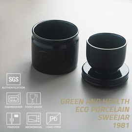 Sweejar Porcelain Butter Keeper Crock, French Dish With Water Line, Ceramic Container for Soft Butter (Black)