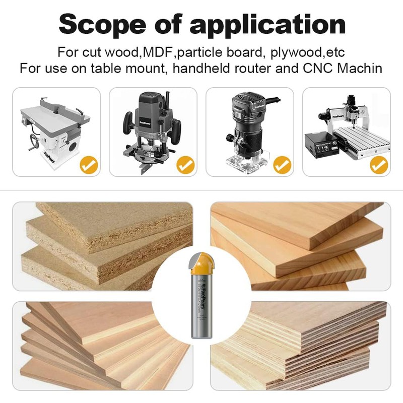 Fivepears Core Box Router Bit with 1/2 inch Shank 5/8