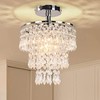 FRIXCHUR Small Crystal Chandelier Led Crystal Ceiling Lights 3 Tiers