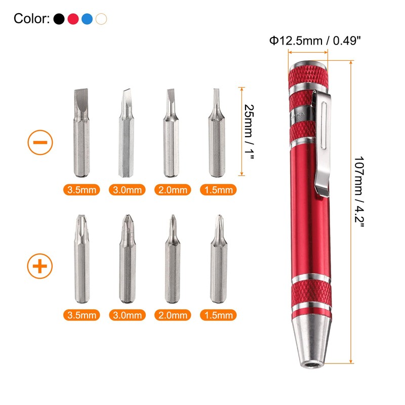 HARFINGTON 4pcs 8 in 1 Mini Pocket Pen Screwdriver Set