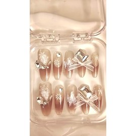 LL Nails - Trendy Handmade Press On Nails (Silken Ribbon Pink, Small)