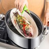 Stainless Steel Fish Steamer Set,Multi-Use Oval Steamer Pot with Glass