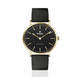 Weayege Women's Analogue Quartz Wrist Watch, Women's Watches Leather Strap Luxury Quartz Watches Waterproof Fashion Creative Watch for Women, Ip-Black-Gold-Black, Strap.