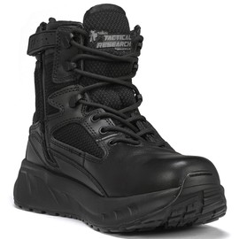 Tactical Research MAXX 6Z 6” Ultra-Cushioned Maximalist Black Tactical Boots for Men with Zipper - Designed for Police, EMS, and Security with Slip-Resistant Vibram Outsole, Black - 9 R