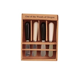 Out of the Woods of Oregon Set of 4 Ceramic Spreader Knives (Black & White)
