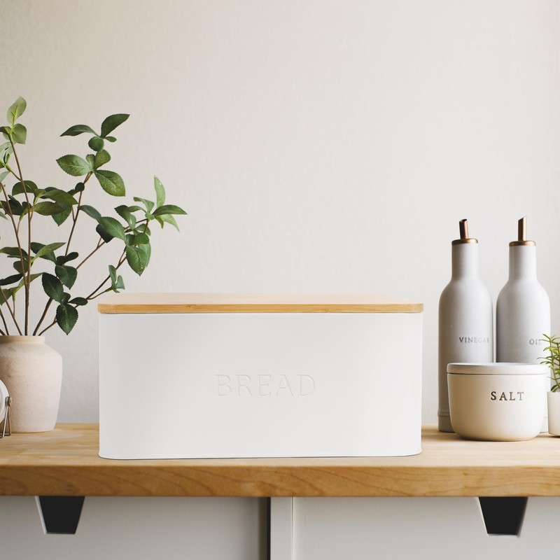 Beautiful Bread Box With Wooden Lid For Your Kitchen Countertop
