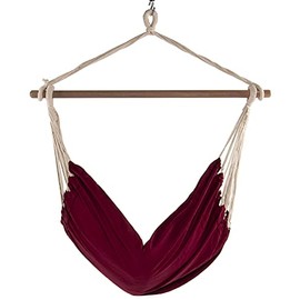 Elevon Hammock Chair Hanging Rope Swing with 2 Seat Cushions Included, 300-Pound Capacity, Red