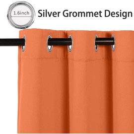 MYSKY HOME Burnt Orange Blackout Curtains for Bedroom, Grommet Room Darkening Curtain, Short Curtains 45 Inch Long Kitchen Curtains Thermal Insulated Curtain 1 Panel, 42 x 45 Inch, Orange