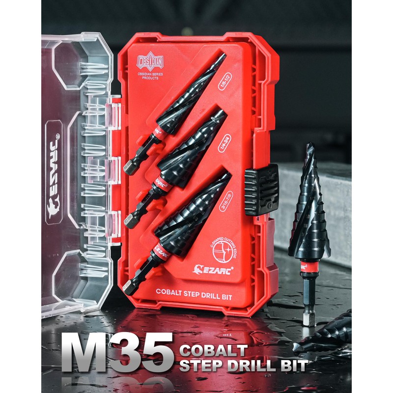 EZARC Step Drill Bit for Metal, M35 Cobalt Unibit Step