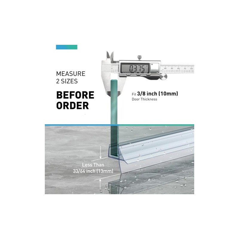 Shower Door Bottom Seal - 2 Pack for Frameless Glass